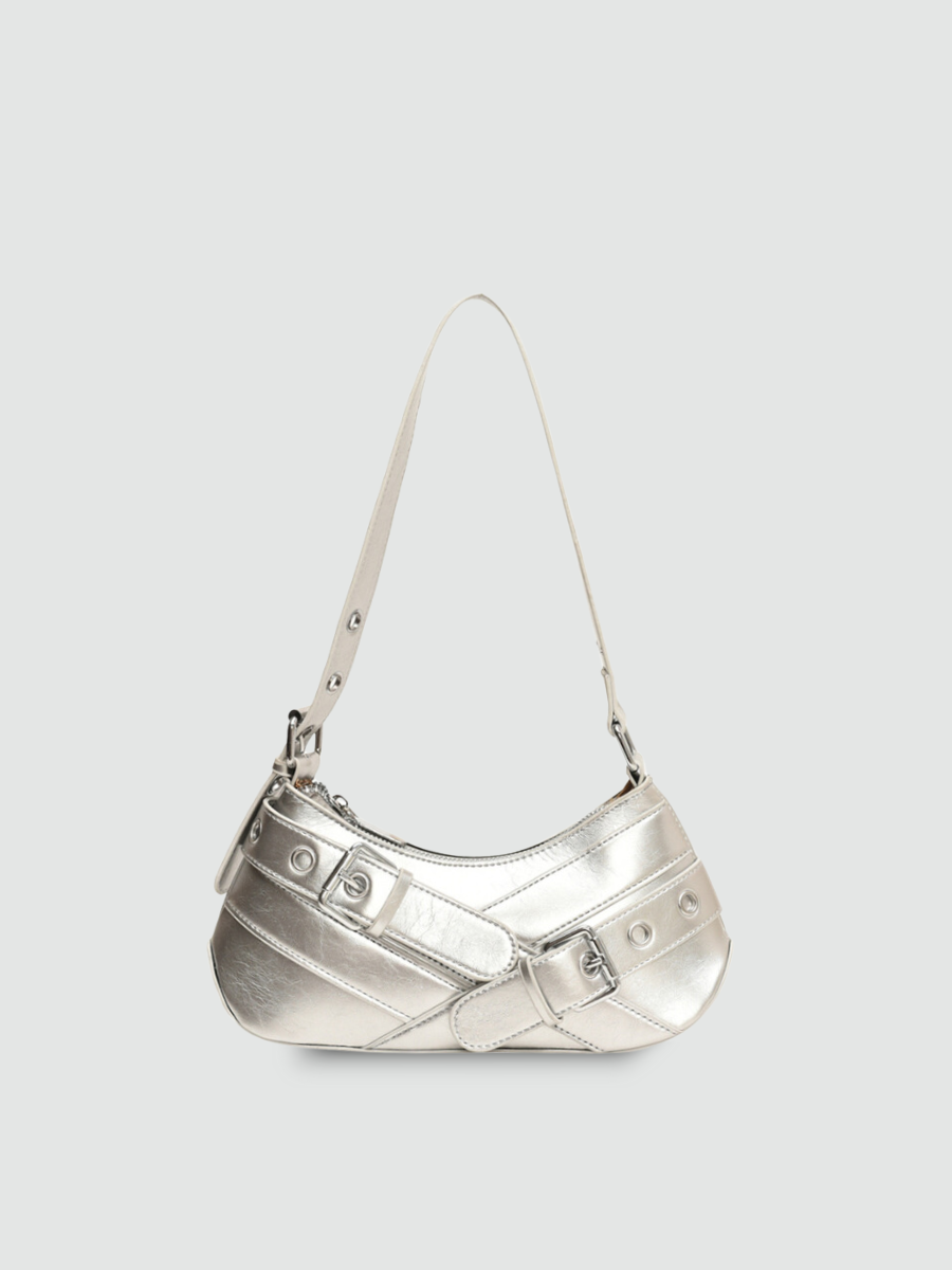Bolsa de Ombro Pequena Prata Garbo Kate - Garboza