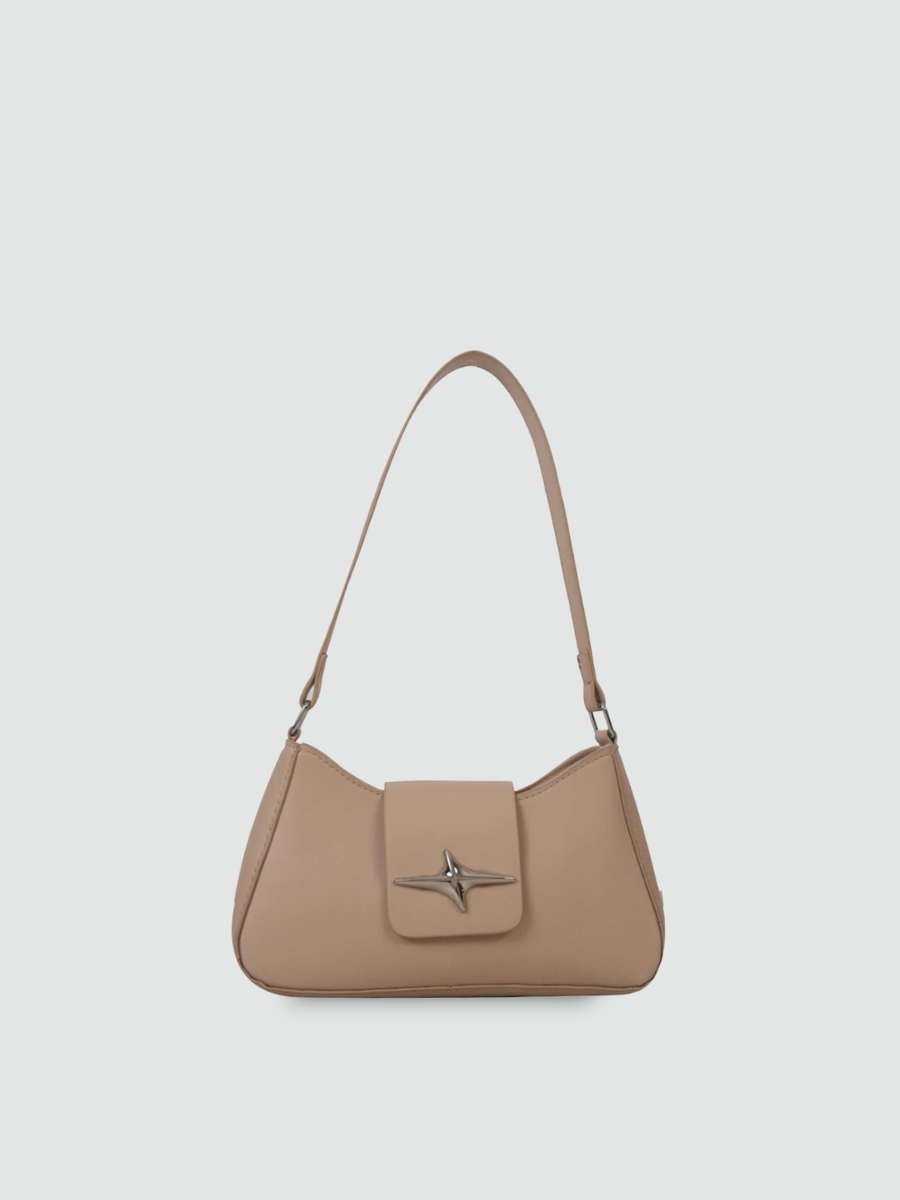 Bolsa De Ombro Pequena Bege Garbo Violeta - Garboza