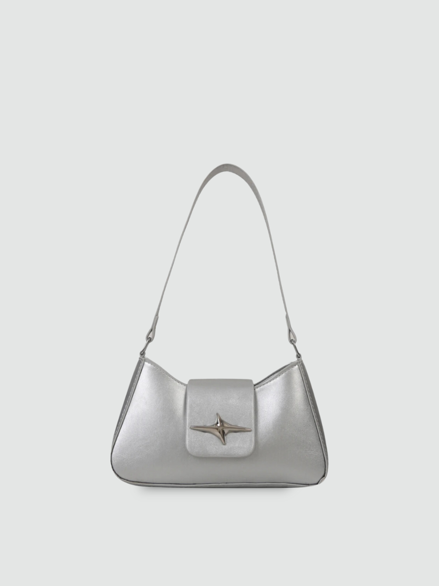 Bolsa De Ombro Pequena Prata Garbo Violeta - Garboza
