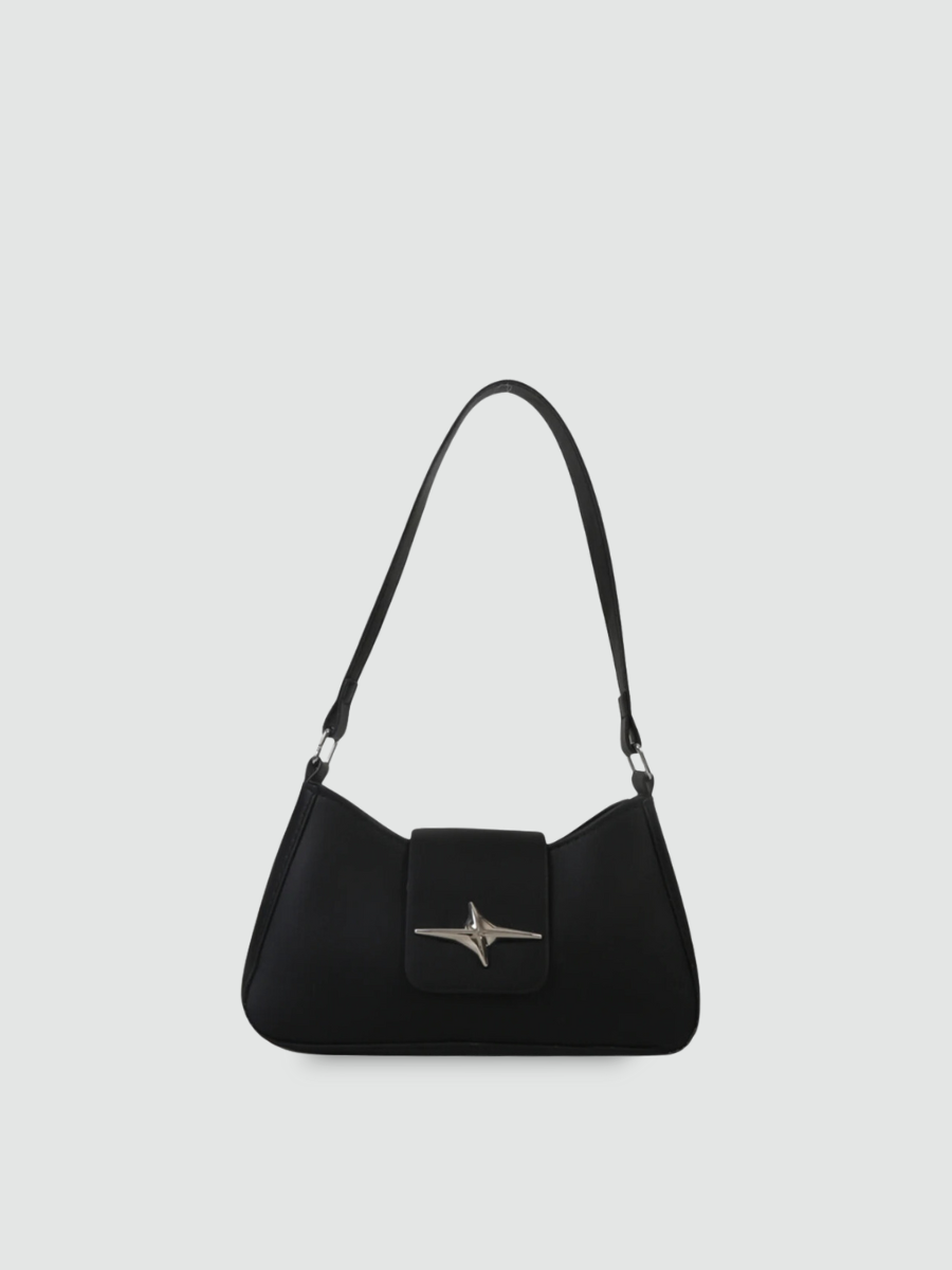 Bolsa De Ombro Pequena Preta Garbo Violeta - Garboza