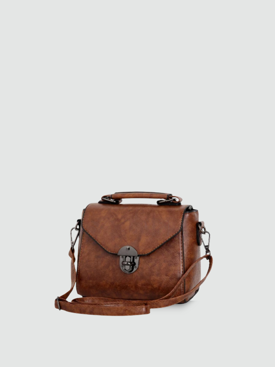 Bolsa Transversal Pequena Marrom Garbo Clarissa - Garboza