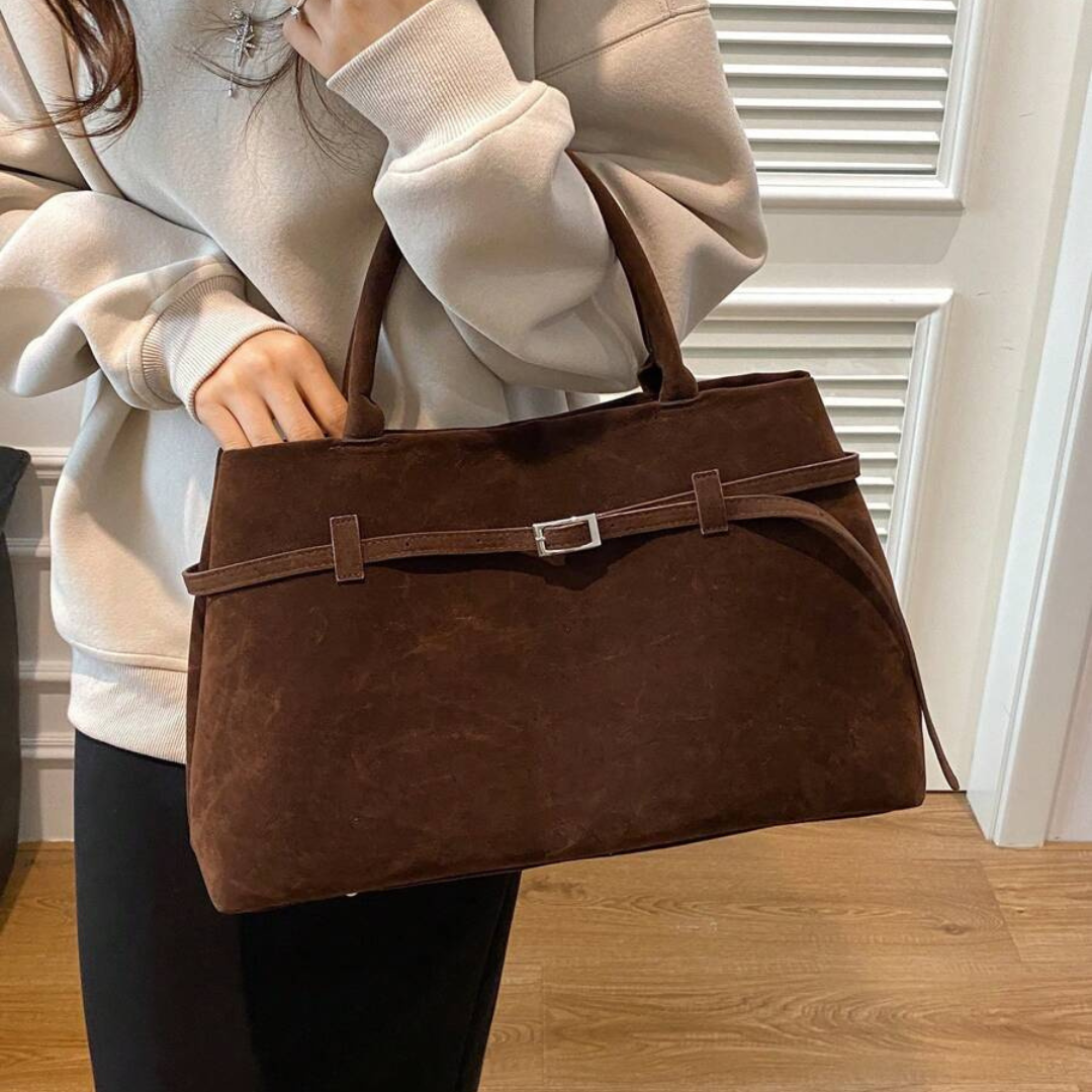 Bolsa Satchel Grande Marrom Garbo Amália - Garboza