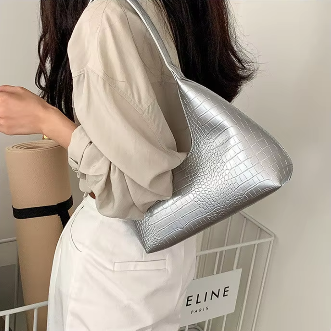 Bolsa de Ombro Média Prata Garbo Kendra - Garboza