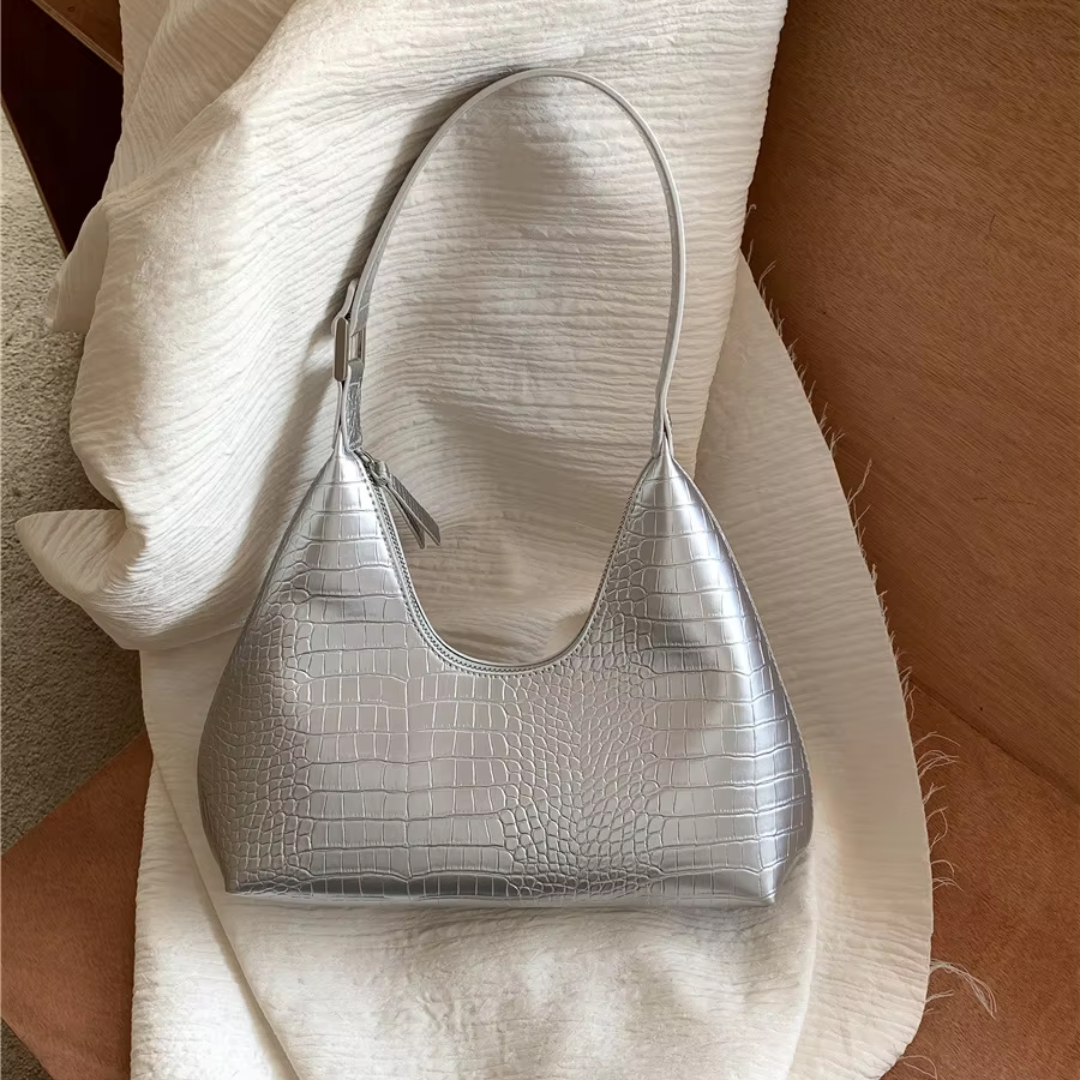 Bolsa de Ombro Média Prata Garbo Kendra - Garboza